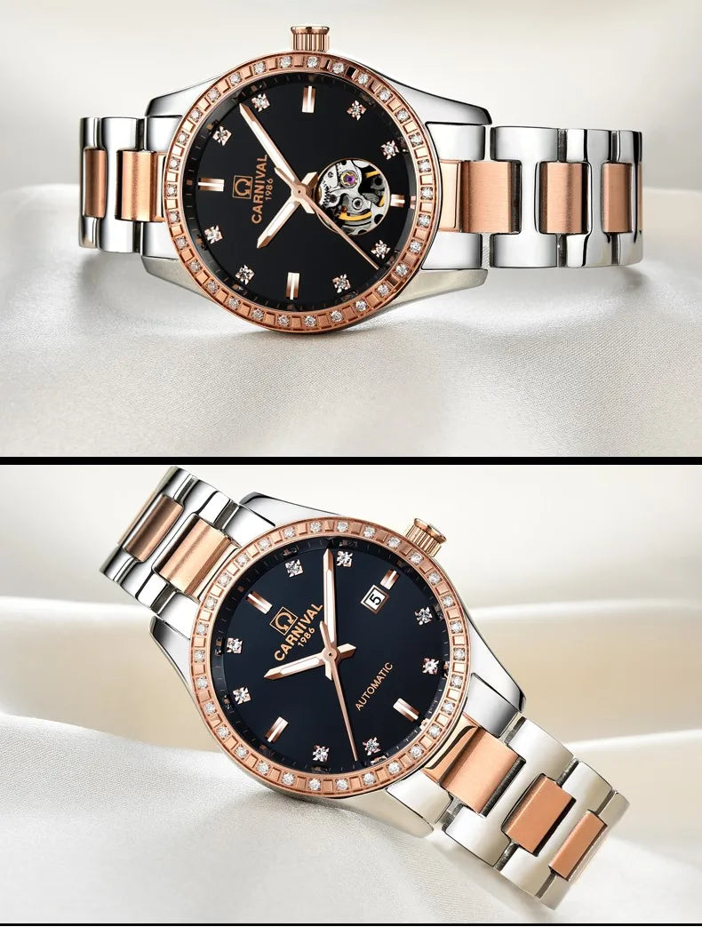 Montre femme 2025 carnaval Montre automatique femmes calendrier mode femmes montres lumineux étanche saphir Relogio feminino