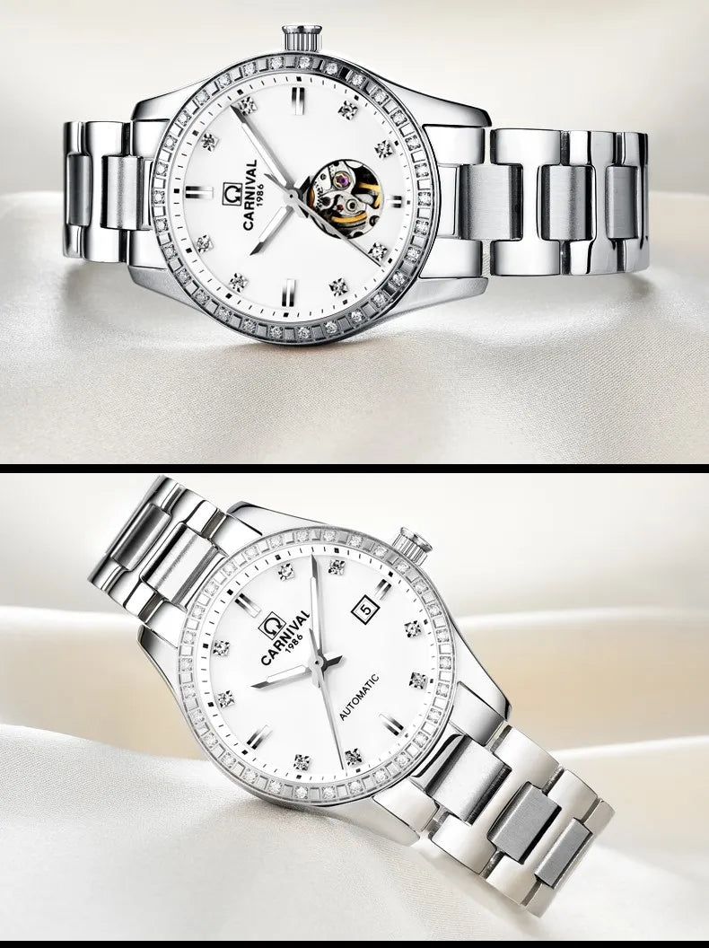 Montre femme 2025 carnaval Montre automatique femmes calendrier mode femmes montres lumineux étanche saphir Relogio feminino