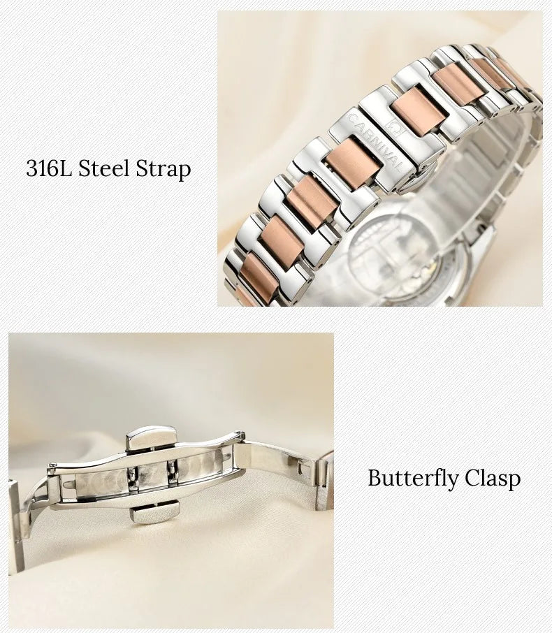 Montre femme 2025 carnaval Montre automatique femmes calendrier mode femmes montres lumineux étanche saphir Relogio feminino