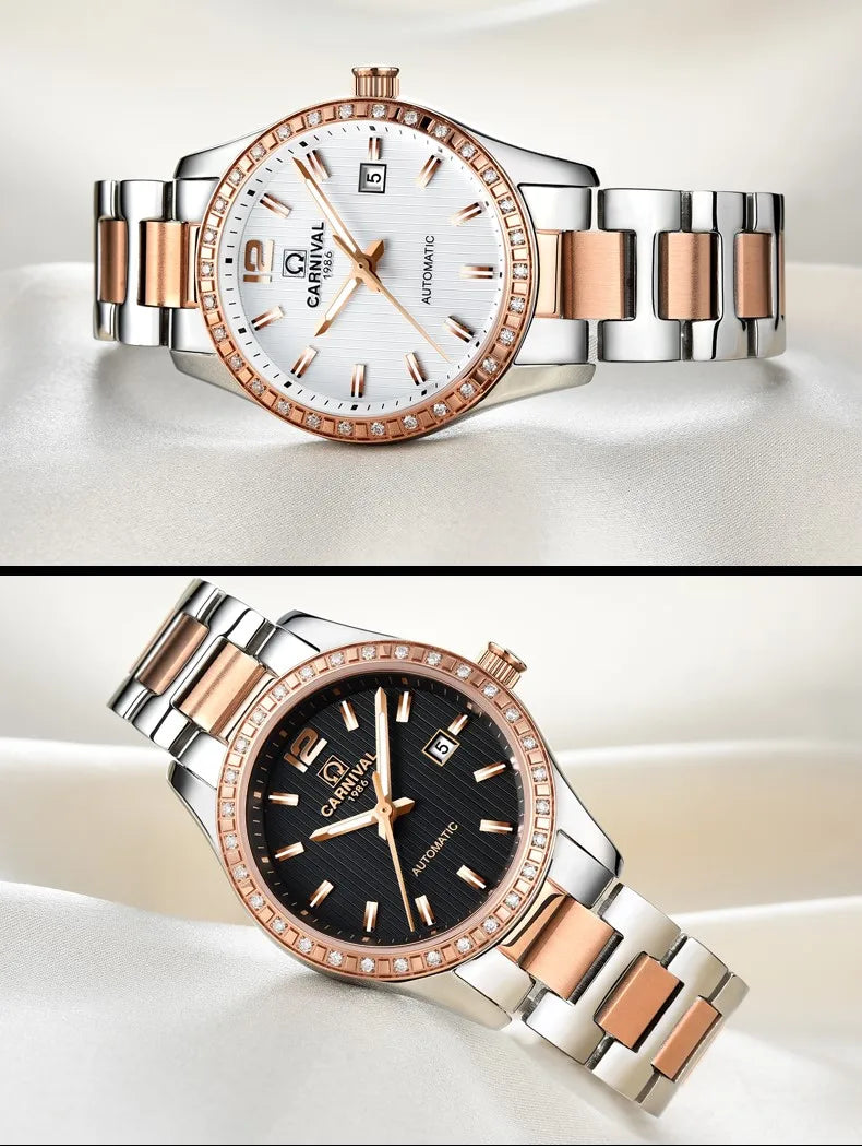 Montre femme 2025 carnaval Montre automatique femmes calendrier mode femmes montres lumineux étanche saphir Relogio feminino