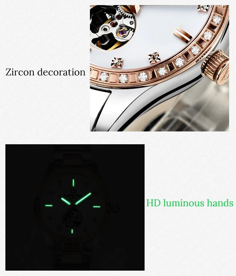 Montre femme 2025 carnaval Montre automatique femmes calendrier mode femmes montres lumineux étanche saphir Relogio feminino