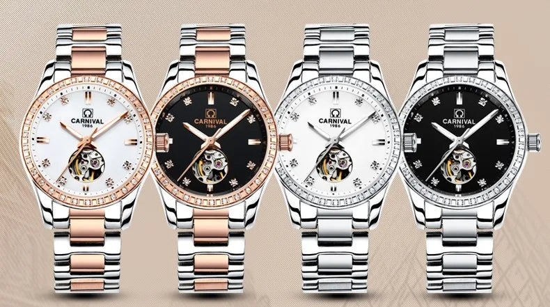 Montre femme 2025 carnaval Montre automatique femmes calendrier mode femmes montres lumineux étanche saphir Relogio feminino