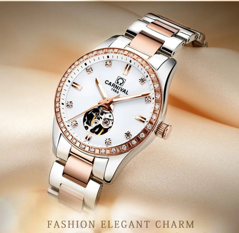 Montre femme 2025 carnaval Montre automatique femmes calendrier mode femmes montres lumineux étanche saphir Relogio feminino