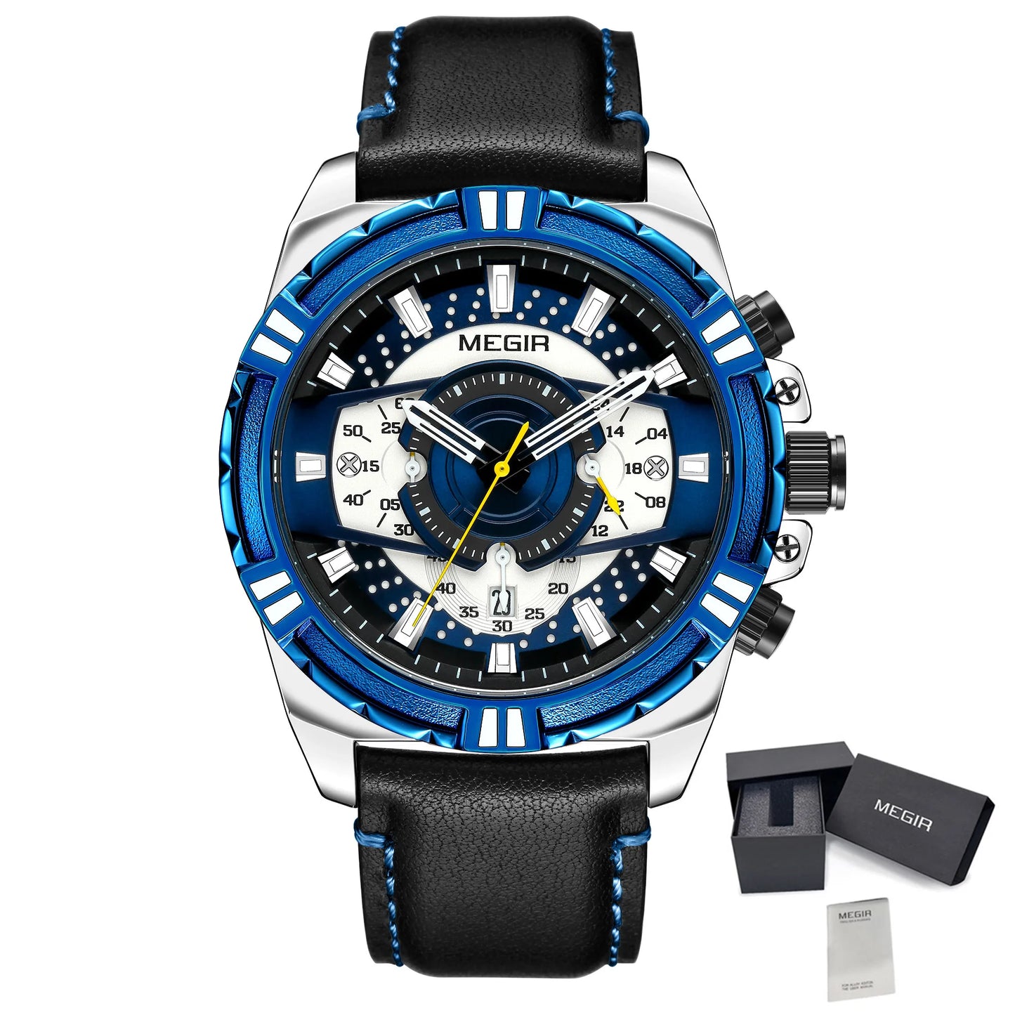 MEGIR 2118 Luxury Watches for Men Fashion Leather Sports Wristwatch Calendar Luminous Quartz Watch Man Casual Clock Montre Homme