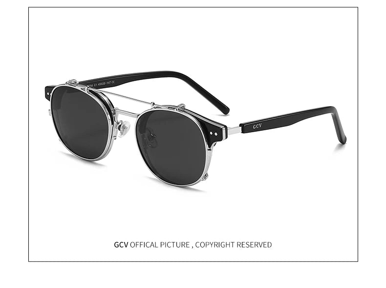 Lunettes de Soleil GCV Steampunk - Double Couche Amovible Polarisées UV400 - Lencensa 