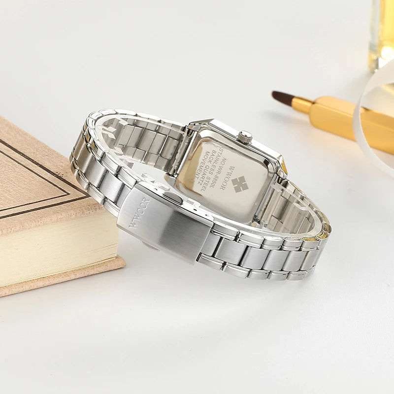 Montre Femme 2024 WWOOR marque de luxe femmes montres mode Rectangle petite Montre Femme Quartz robe dames Bracelet Montre-Bracelet