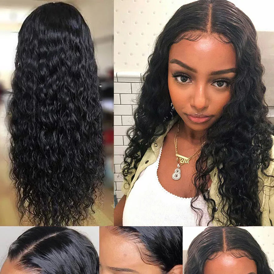 30 pouces brésilien vague d'eau pleine dentelle avant perruques de cheveux humains pour les femmes noires sans colle humide et ondulé lâche vague profonde frontale perruques