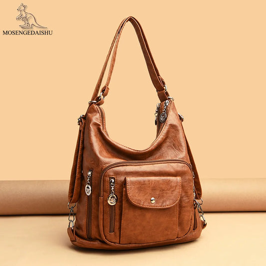 Sac à main en cuir de qualité pour femmes, fourre-tout de voyage de grande capacité, à bandoulière, décontracté, de styliste