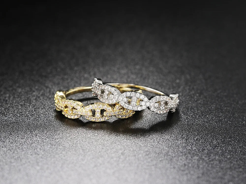 Bague Chaîne Hip-Hop Femme Dorée - Style Punk Empilable
