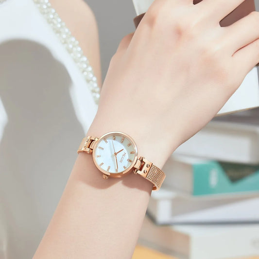 MEGIR 2025 Women's Luxury Top Brand Quartz Watch Waterproof Wristwatch with Stainless Steel Band Round 28mm Dial Montre Femme
