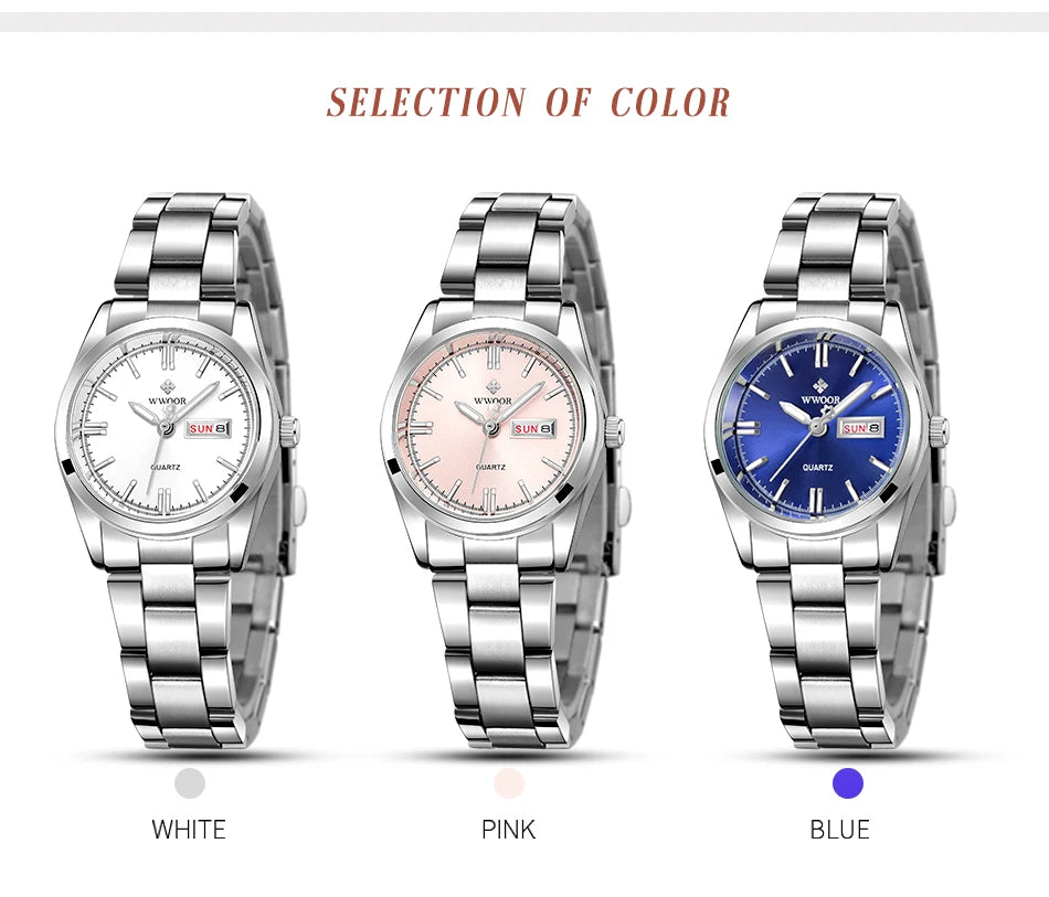 Montre Femme 2024 WWOOR mode dames montres étanche Quartz argent horloge femmes automatique Date robe Montre-bracelet Reloj Mujer
