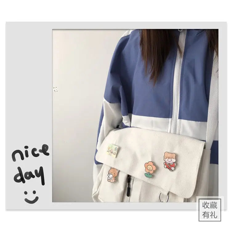 Sac à Main Femme FXZLLQ - Besace Toile Imprimée Bandoulière École - Lencensa 