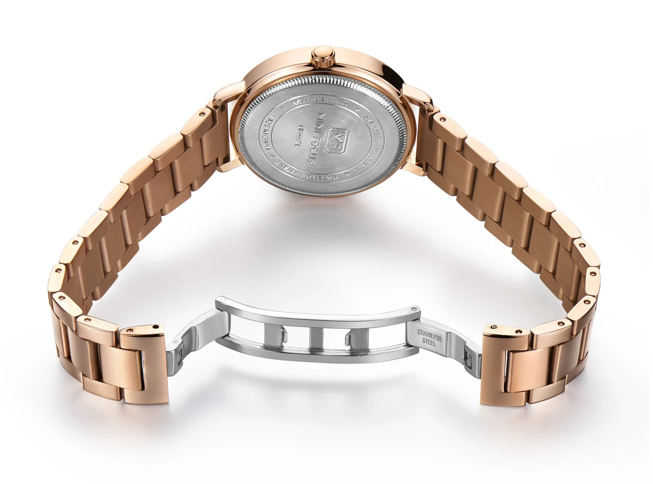 Montre Femme Mini Focus MF0037L Fashion Women Dress Watches Rose Gold Stainless Steel Band Waterproof Ladies Quartz Watch