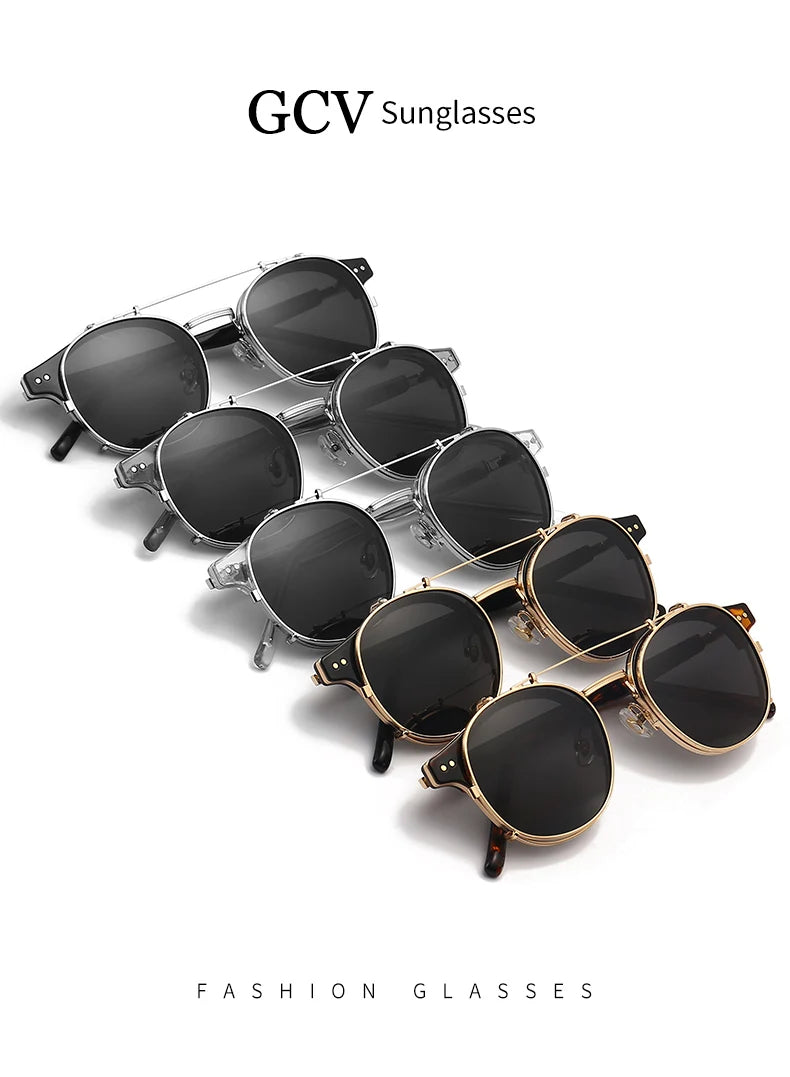 Lunettes de Soleil GCV Steampunk - Double Couche Amovible Polarisées UV400 - Lencensa 