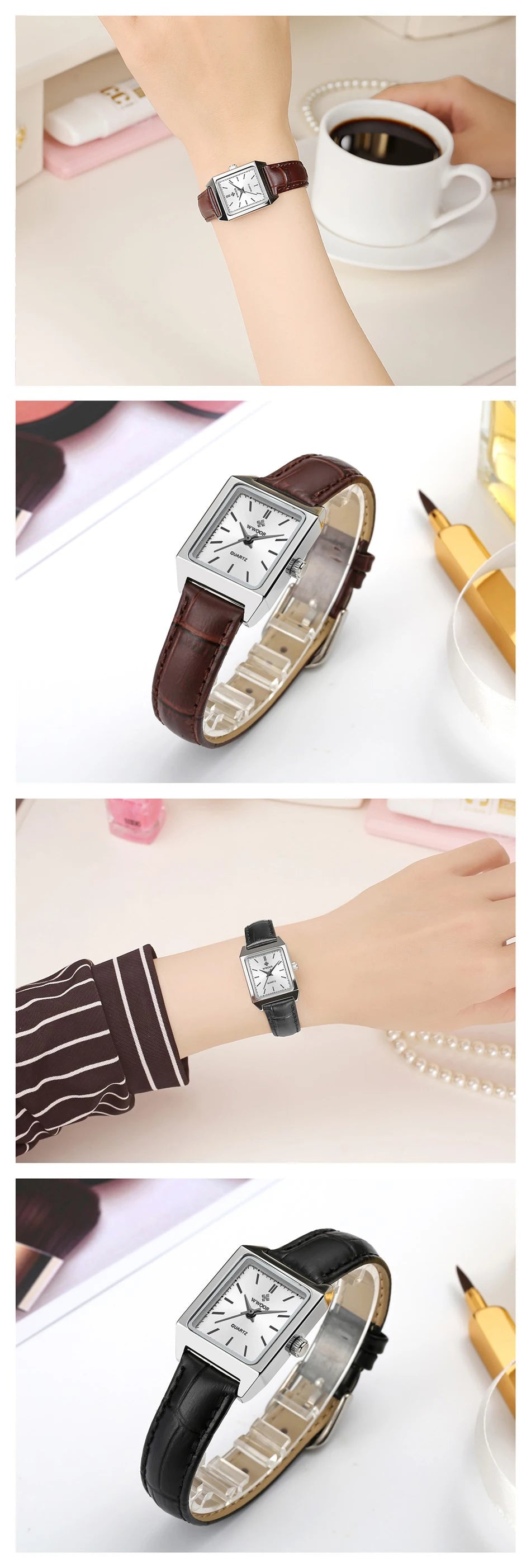 Montre Femme 2024 WWOOR marque de luxe femmes montres mode Rectangle petite Montre Femme Quartz robe dames Bracelet Montre-Bracelet