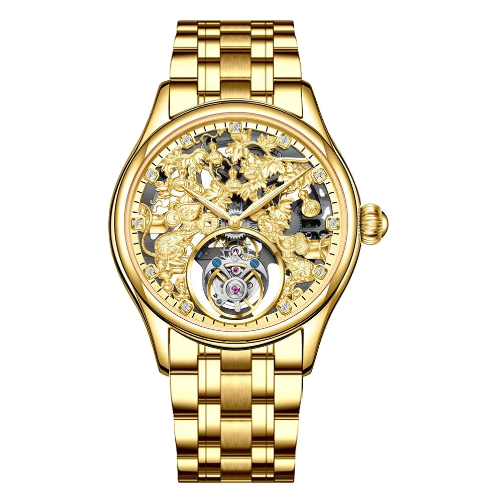 Montre Homme Original Brand Aesop 7071G Luxury Design Men Automatic Watch Skeleton Mechanical Tourbillon Watches