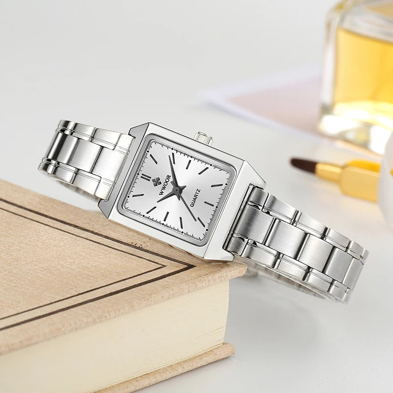 Montre Femme 2024 WWOOR marque de luxe femmes montres mode Rectangle petite Montre Femme Quartz robe dames Bracelet Montre-Bracelet