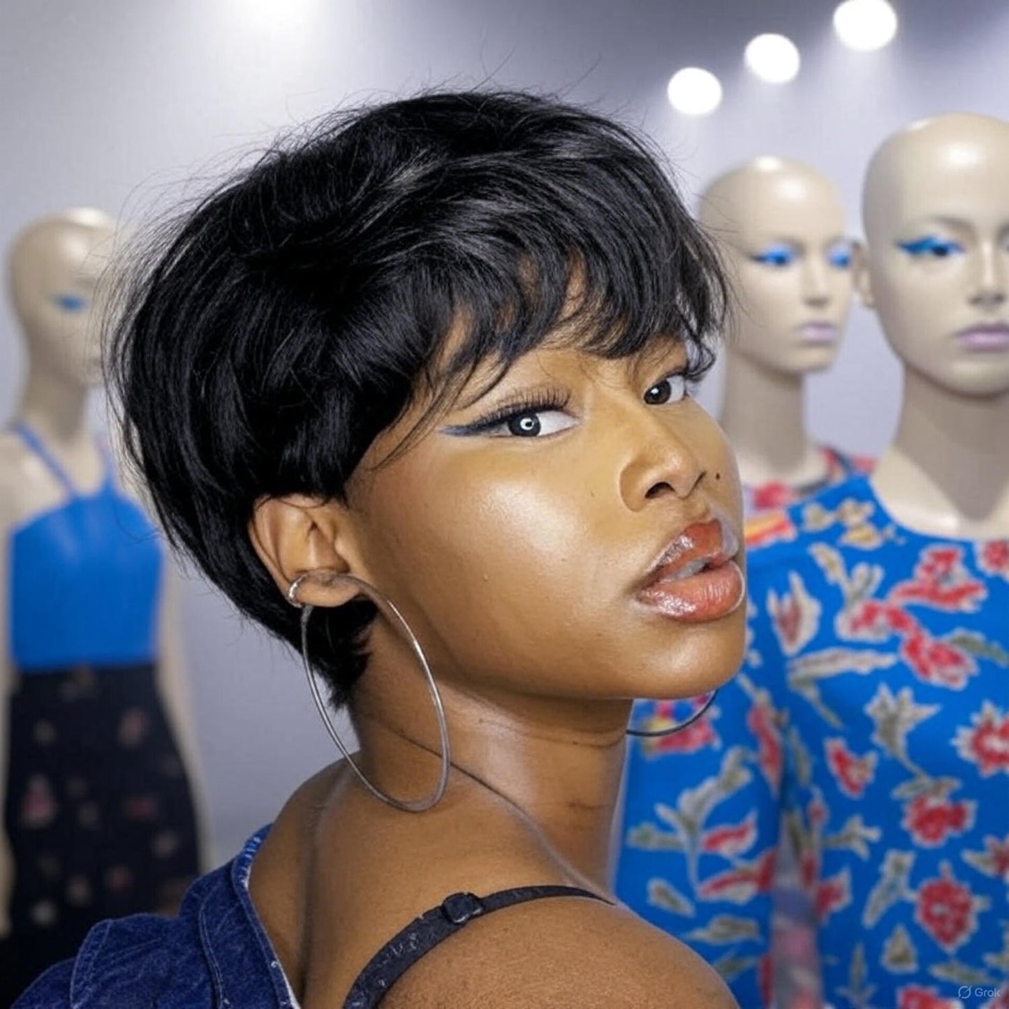 Perruques de cheveux humains courts coupe lutin droite perruque bresillienne pour les femmes noires pleine Machine faite perruques avec frange perruque pas cher