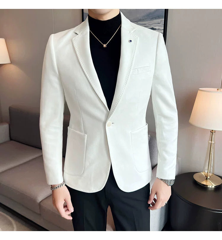 Nouvelle mode costume manteau hommes coupe ajustée peau de cerf velours élégant luxe Blazer manteau affaires décontracté mariage grande taille costume 4XL-S - Lencensa 