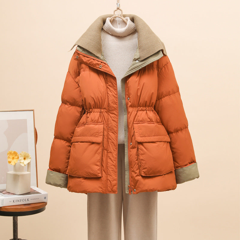 Women's Mid-Length Down Jacket with Waist Design - Lencensa 