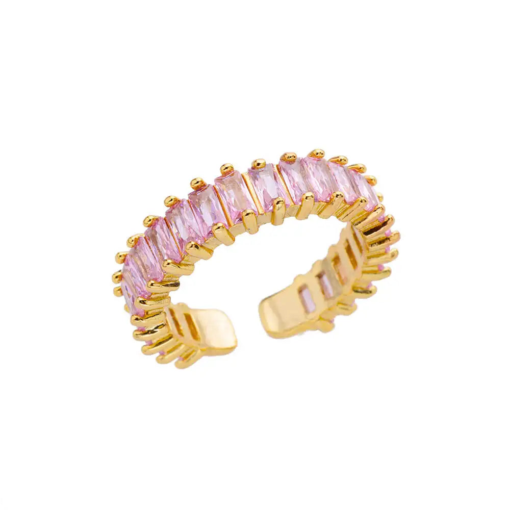 Bague Zircon Dorée Acier Inoxydable - Style Y2K Tendance 2025