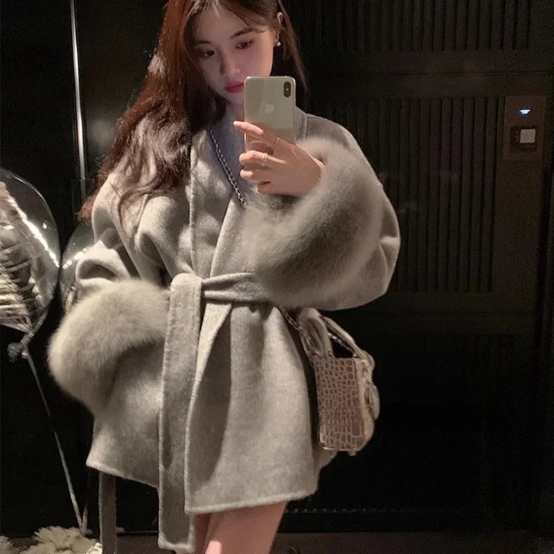 Manteau Femme Laine Double Face - Pardessus Élégant Bureau Dame 2025 - Lencensa 