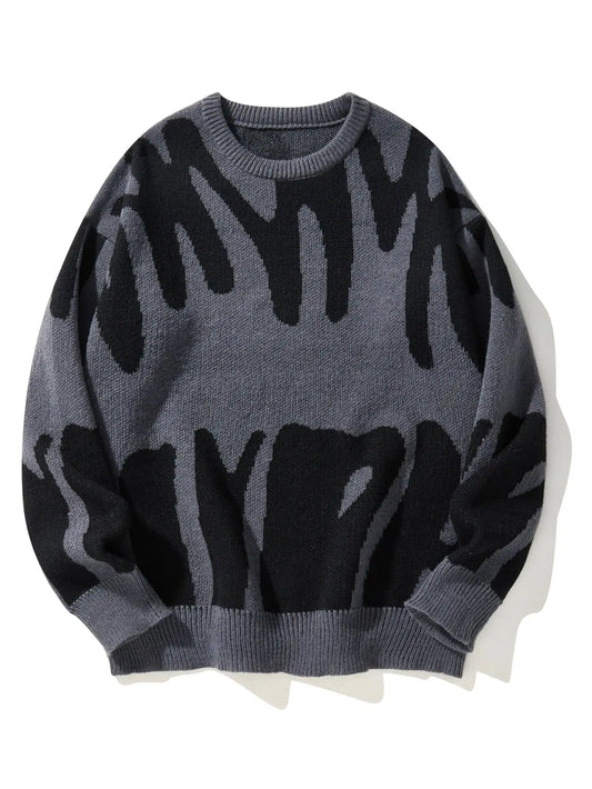 Pull à col rond à motif jacquard irrégulier pour hommes, pull décontracté, document d'abonnés, populaire, nouveau, automne, hiver