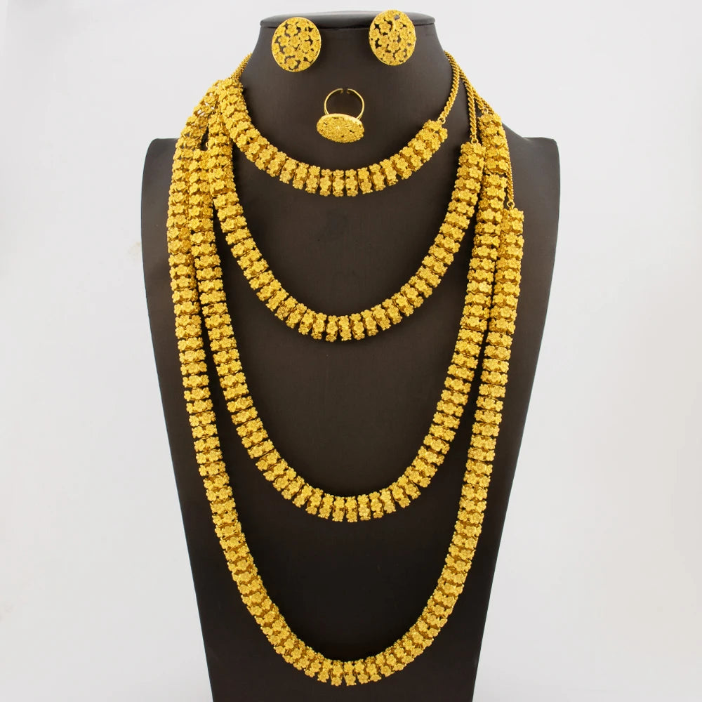 Ensemble Bijoux Luxe Plaqué Or - Collection Dubai Noble Unisexe