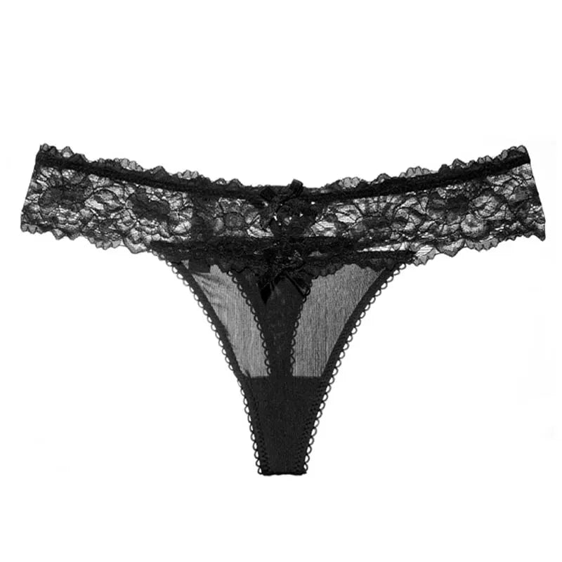 String Femme Dentelle - Taille Basse Broderie - Lencensa 