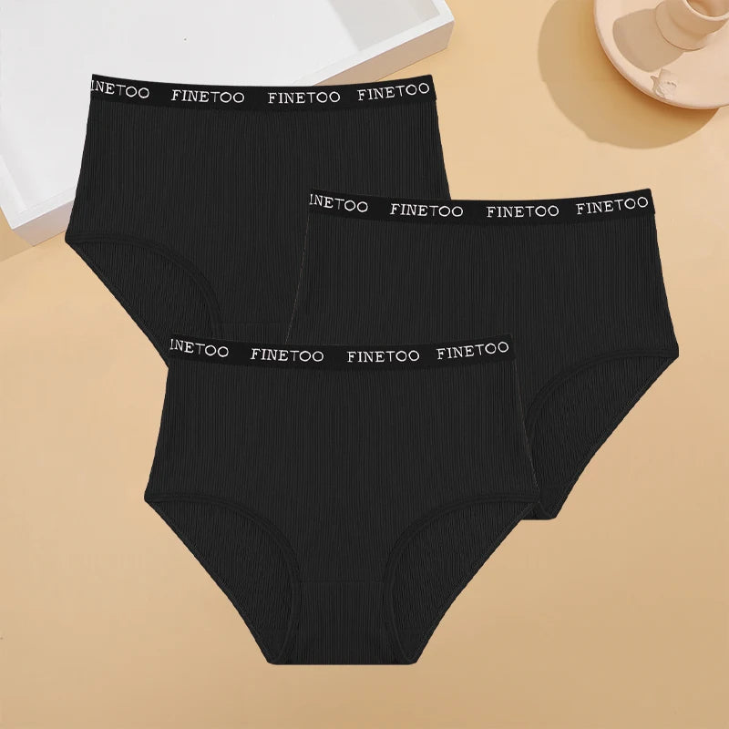 3 pièces grande taille sous-vêtements en coton Sexy rayé taille moyenne culotte respirant ceinture extensible slips femme confort Lingerie Shorts nouveau - Lencensa 