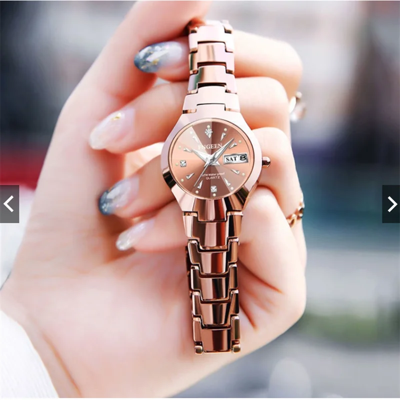 FNGEEN-Montre à Quartz de Luxe en Acier Inoxydable pour Homme et Femme, Montre-Bracelet Étanche pour Couple, Amoureux, 2023, 5808