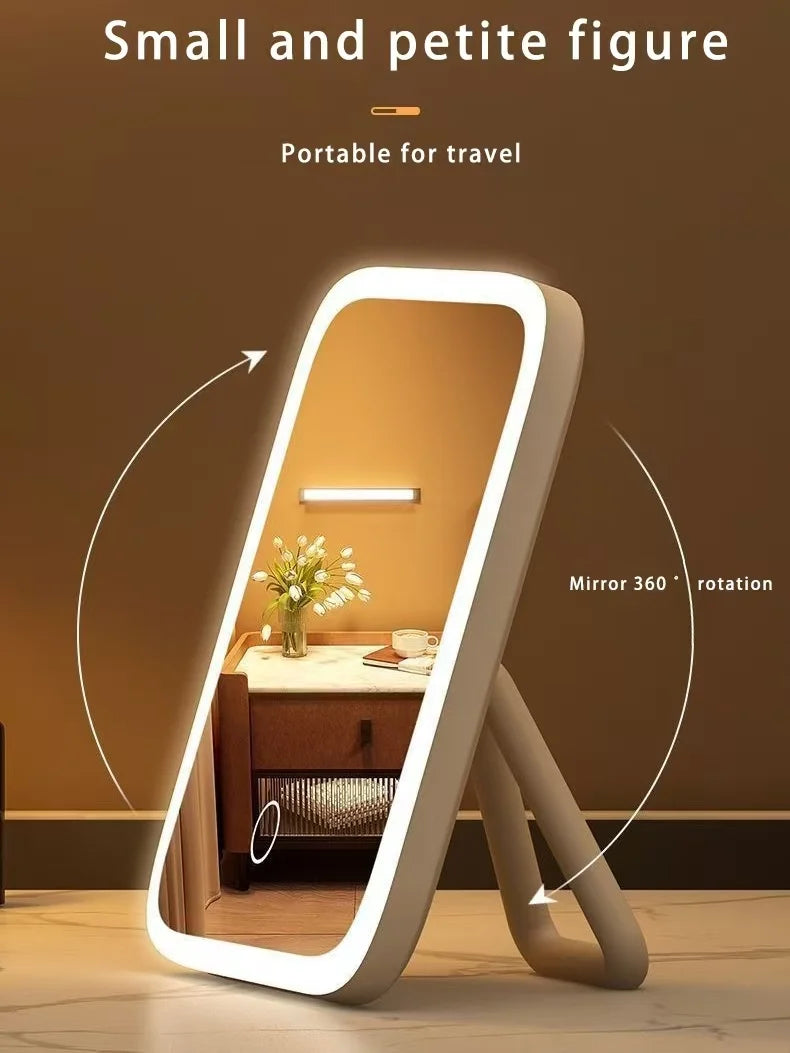 Miroir de maquillage portable, lumière de couleur réglable, lumière de maquillage, lampe de miroir sans fil, lampe de remplissage, Rotation rechargeable - Lencensa 