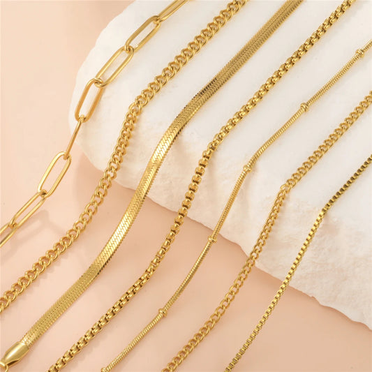 Skyrim – collier chaîne en acier inoxydable pour femmes, couleur or, minimaliste, trombone cubain, chaîne serpent torsadée, bijoux à la mode, vente en gros