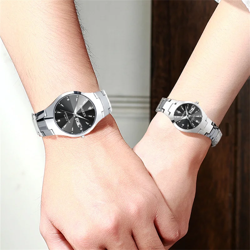 FNGEEN-Montre à Quartz de Luxe en Acier Inoxydable pour Homme et Femme, Montre-Bracelet Étanche pour Couple, Amoureux, 2023, 5808