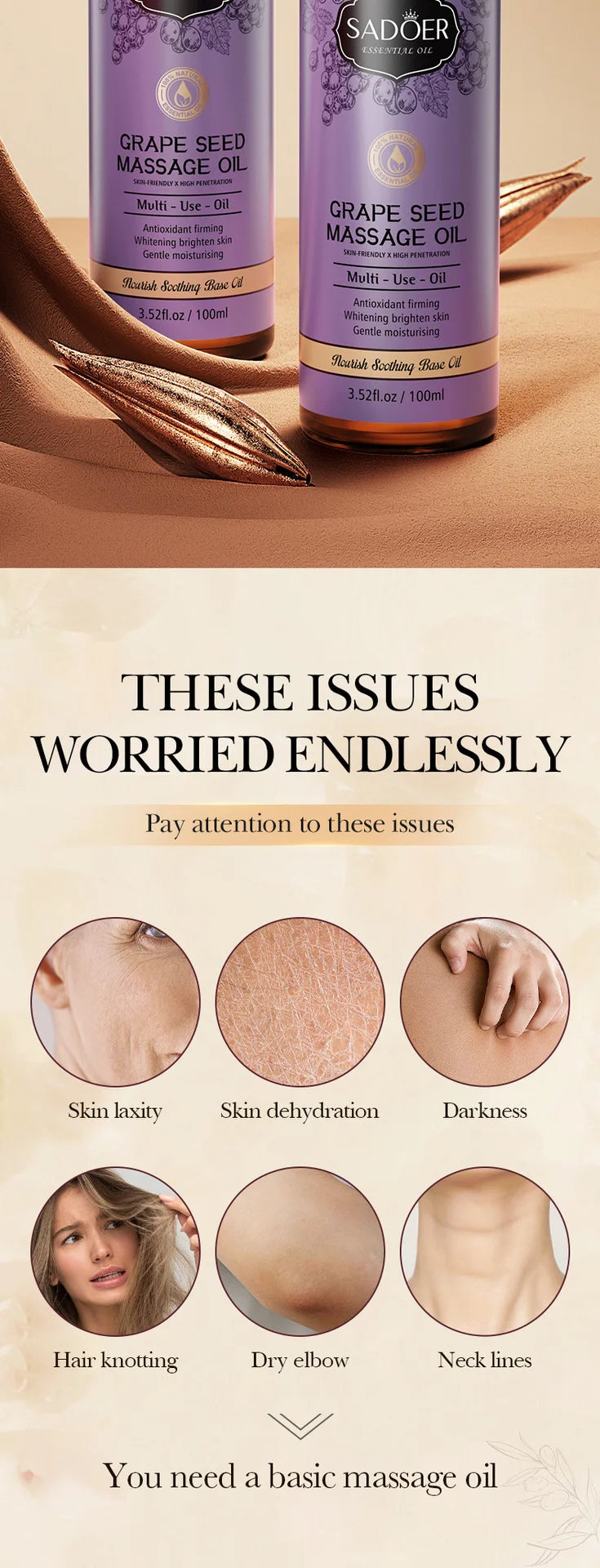 Huile d'Amande 100ml - Massage Corps Argan Olive Pure | Lencensa - Lencensa 