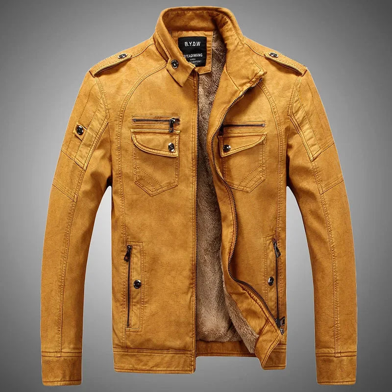 Veste en cuir PU pour hommes, Plus Velvet, Blazer décontracté, Coupe couvertes, CombJacket, Streetwear, Cuir trempé, Vintage