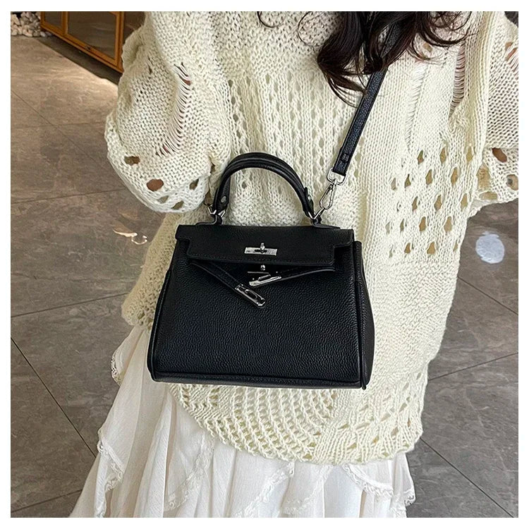 Sac messager en cuir classique pour femmes, sac à bandoulière, fourre-tout de marque de luxe, célèbre styliste populaire élégant - Lencensa 