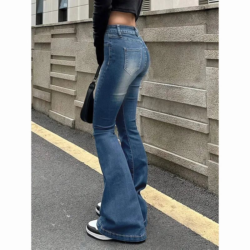 Jean Évasé Premium Femme Taille Haute - Denim Stretch Haute Qualité Bootcut