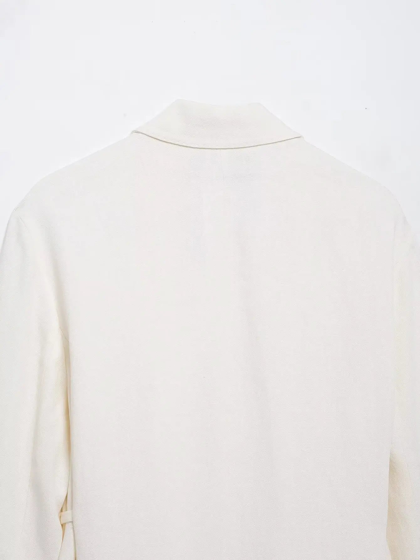 HH – costumes pour femmes, col rabattu blanc, manches longues, blazer à lacets + pantalon Long taille haute avec fermeture éclair, ensembles de mode printemps - Lencensa 