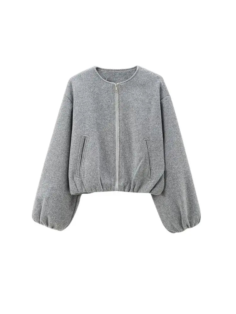 Veste Bombardier Femme Surdimensionnée - Manteau Zippé Tendance