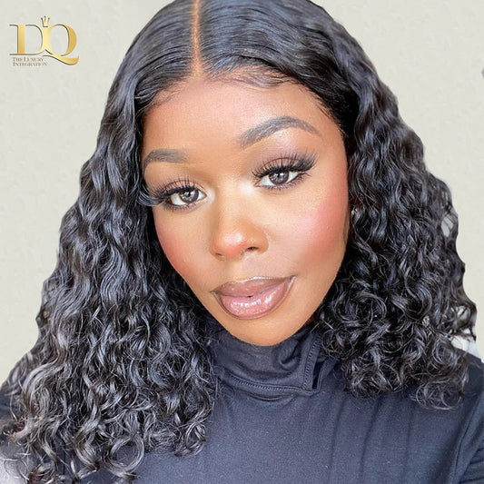 Perruque Lace Closure Wig Remy Brésilienne Naturelle, Cheveux Crépus Bouclés, 13x4, pour Femme