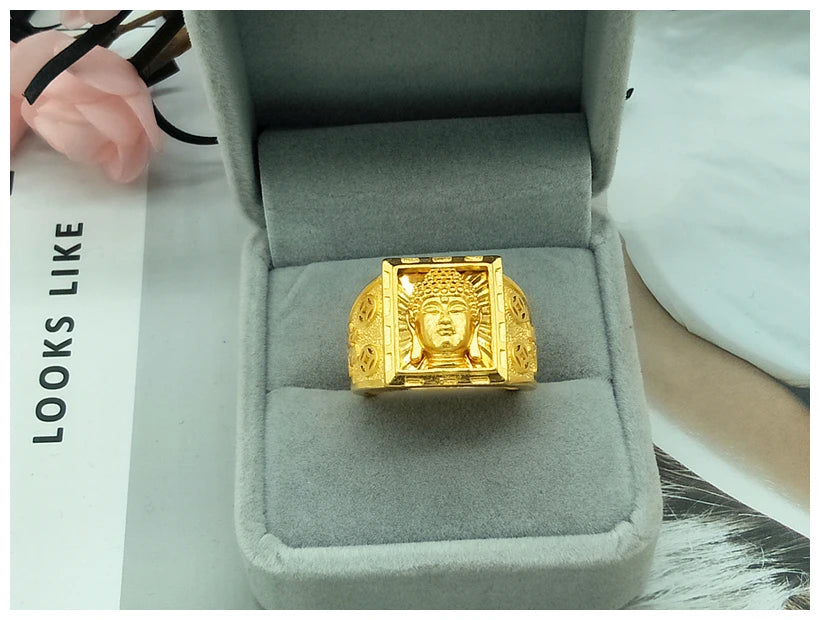 Véritables matiques en or 18 carats pour hommes, matiques de document, père, frère, tête de bouddha, religion, ne se décolore pas, bijoux fins, cadeaux, 100%