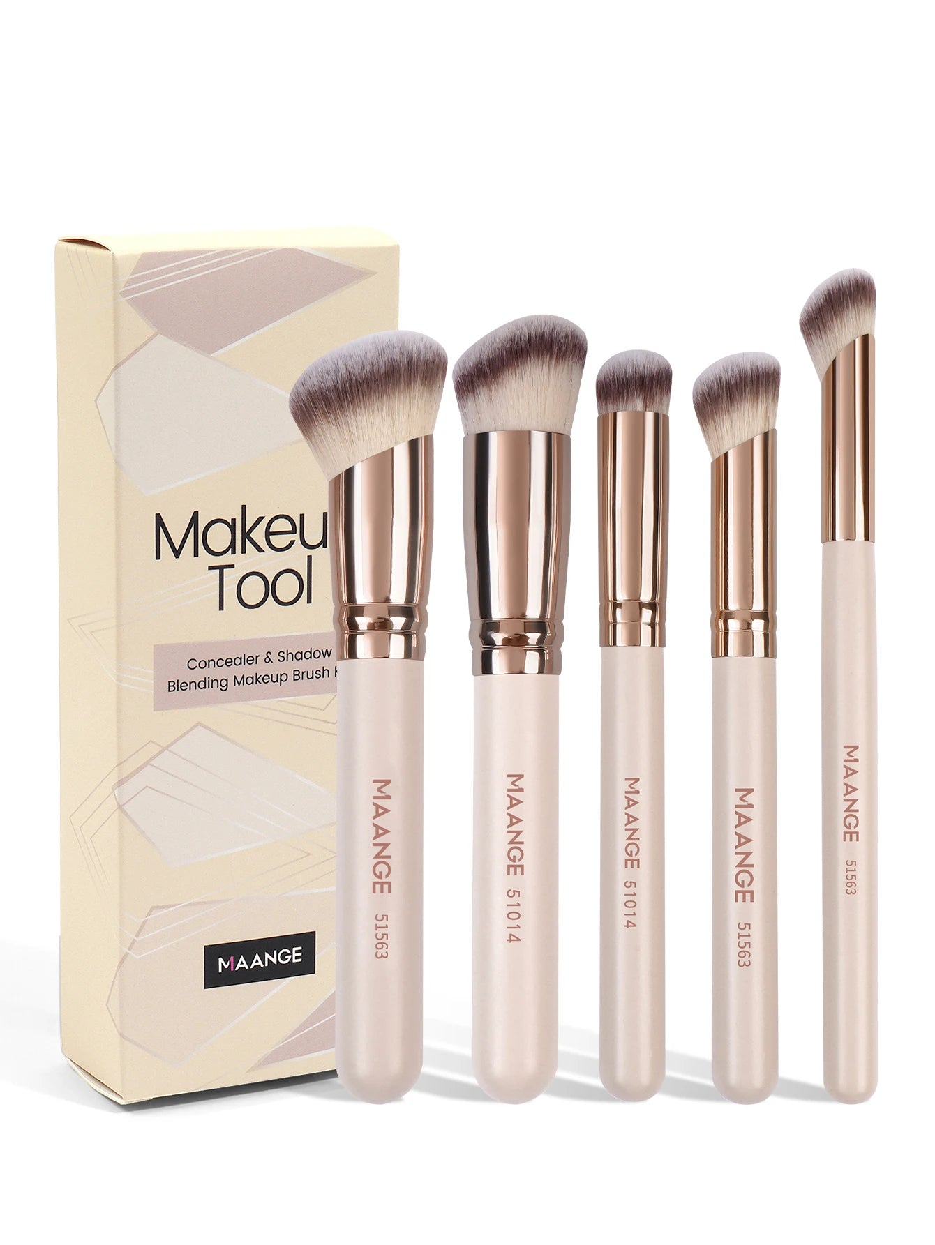 MAANGE 5 pièces pinceaux de maquillage poudre fard à joues brosse fond de teint pinceau de maquillage pinceau de Contour Portable pour voyage cadeau de saint valentin