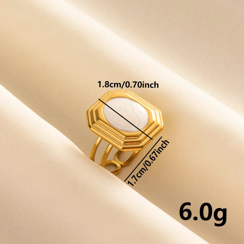 Bague en Acier Inoxydable Plaqué Or group pour Femme et Homme, Bijoux d'Anniversaire, Huile de Goutte à Goutte Blanche, Étoile, Cœur, Œil, Ouvert, Réglable, Vintage