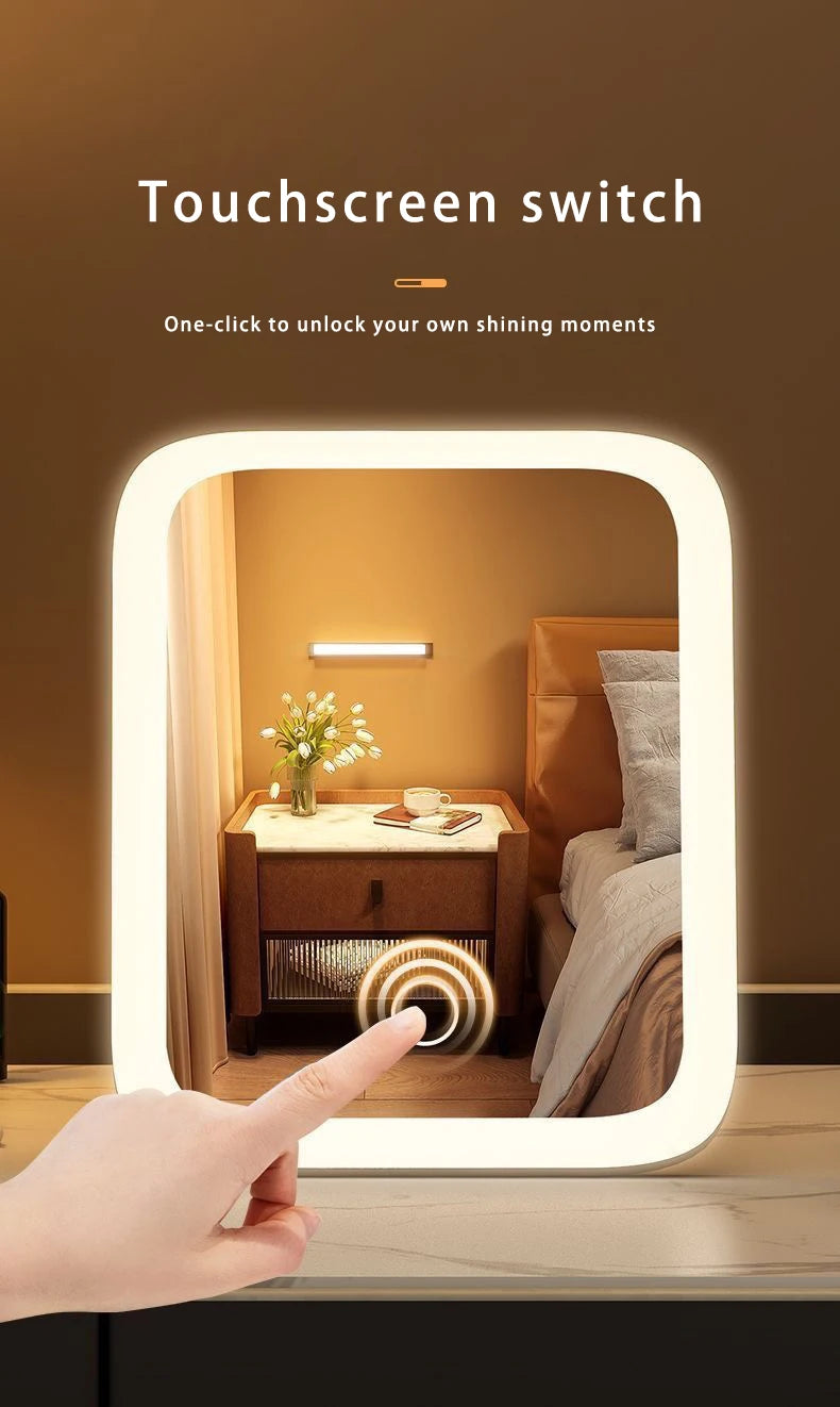 Miroir de maquillage portable, lumière de couleur réglable, lumière de maquillage, lampe de miroir sans fil, lampe de remplissage, Rotation rechargeable - Lencensa 