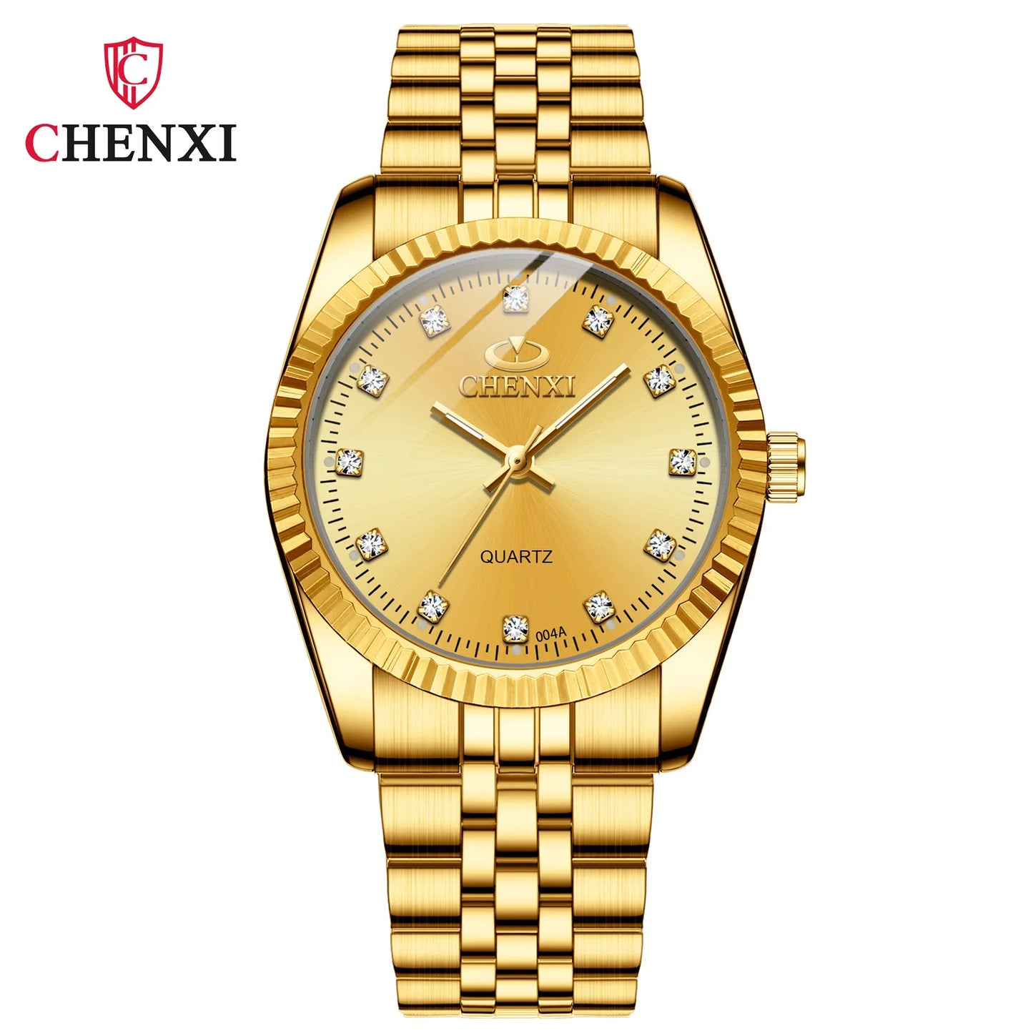 CHENghts-Montre de couple à quartz en acier inoxydable doré pour femme, horloge de luxe