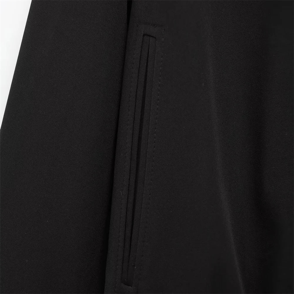 Veste Courte Femme Noire avec Col - Blouson Fermeture Éclair