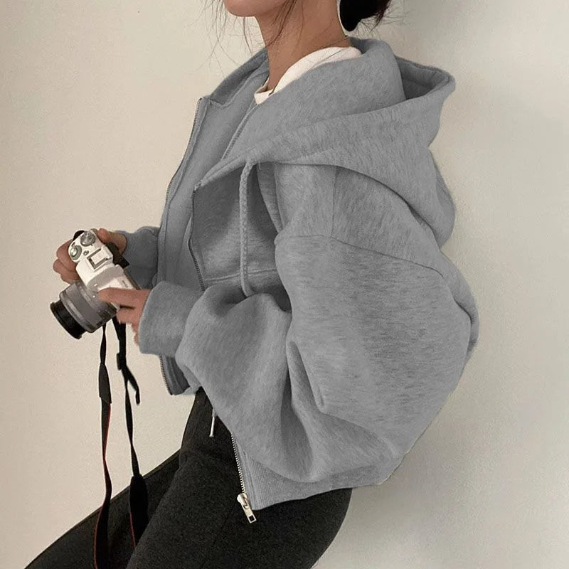Sweat à Capuche Femme Court - Hoodie Streetwear Y2K Automne Hiver