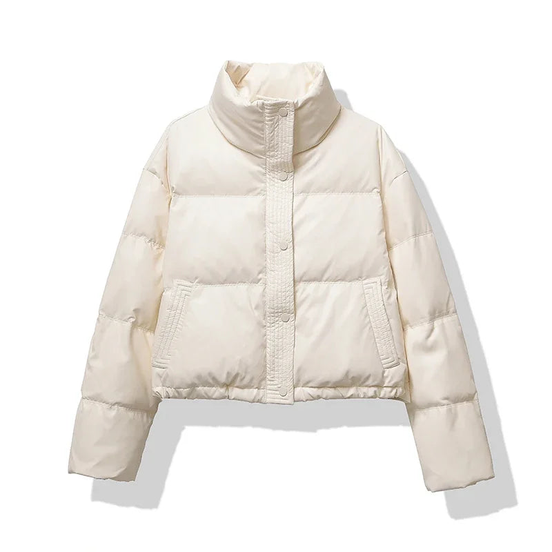 Veste Femme Matelassée Col Montant - Manteau Court Automne Hiver