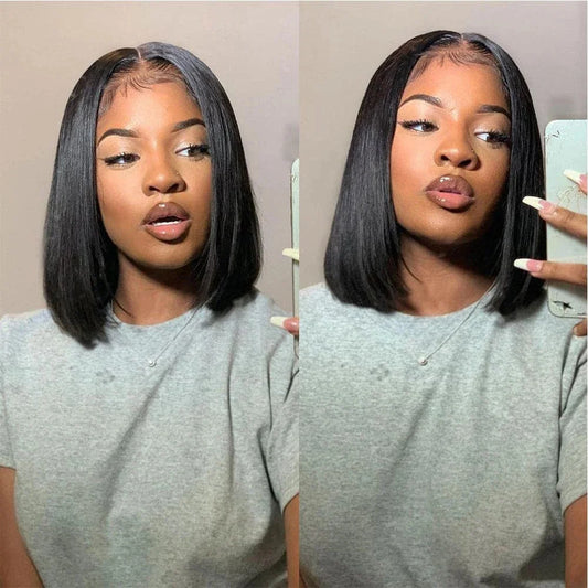 10-16 pouces courte droite Bob perruque droite brésilienne 100% cheveux humains Bobo 13x4 dentelle frontale perruque Bobo moyen cheveux raides
